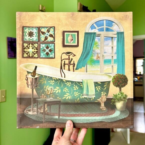 Other - Bathroom Bath Tub Coastal Nautical Canvas Home Wall Hanging Art Decor